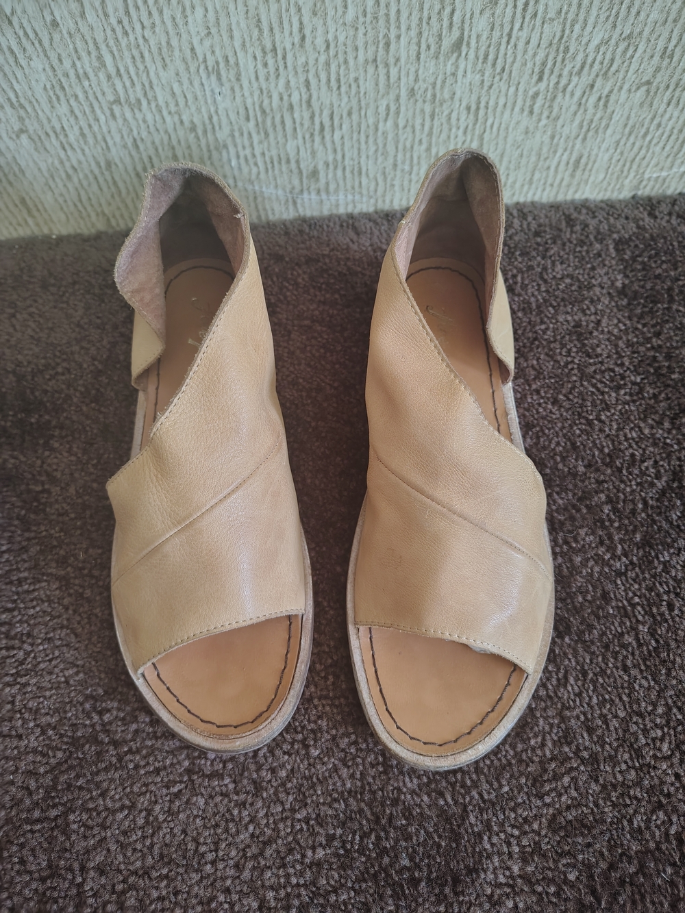 Free People Mont Blanc Assymetrical Sandals, Beige Soft Leather, Sz 38 - Picture 3 of 12